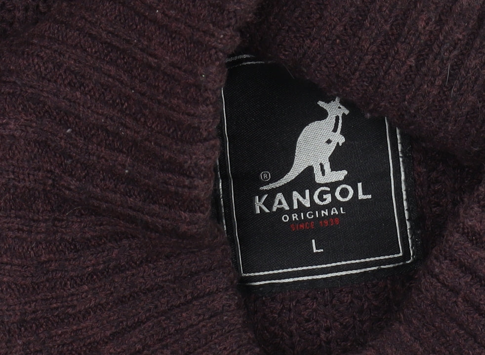 Kangol Men's Brown Henley Jumper, Size L - Acrylic, Autumn/Winter