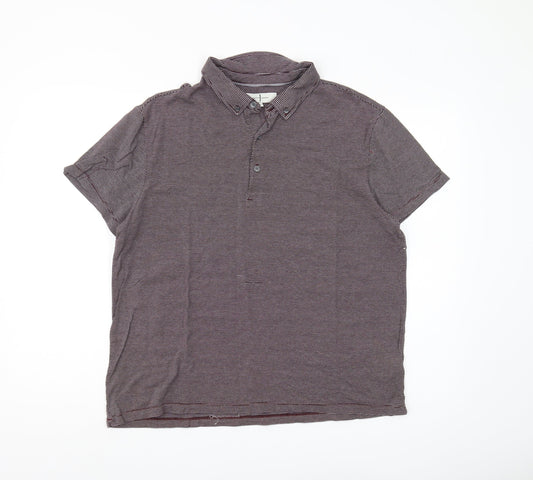 Jasper Conran Men's Purple Striped Polo Shirt - L