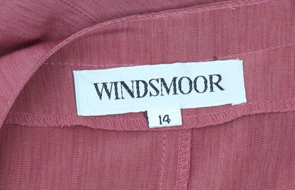 Windsmoor Women Red Short Sleeve V-Neck Top Size 14