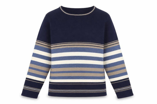 Front view of Honor Millburn Women's Multicoloured Striped Pullover