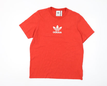 Adidas Men's Red Medium Crew Neck Logo T-Shirt