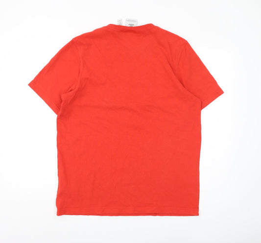 Adidas Men's Red Medium Crew Neck Logo T-Shirt