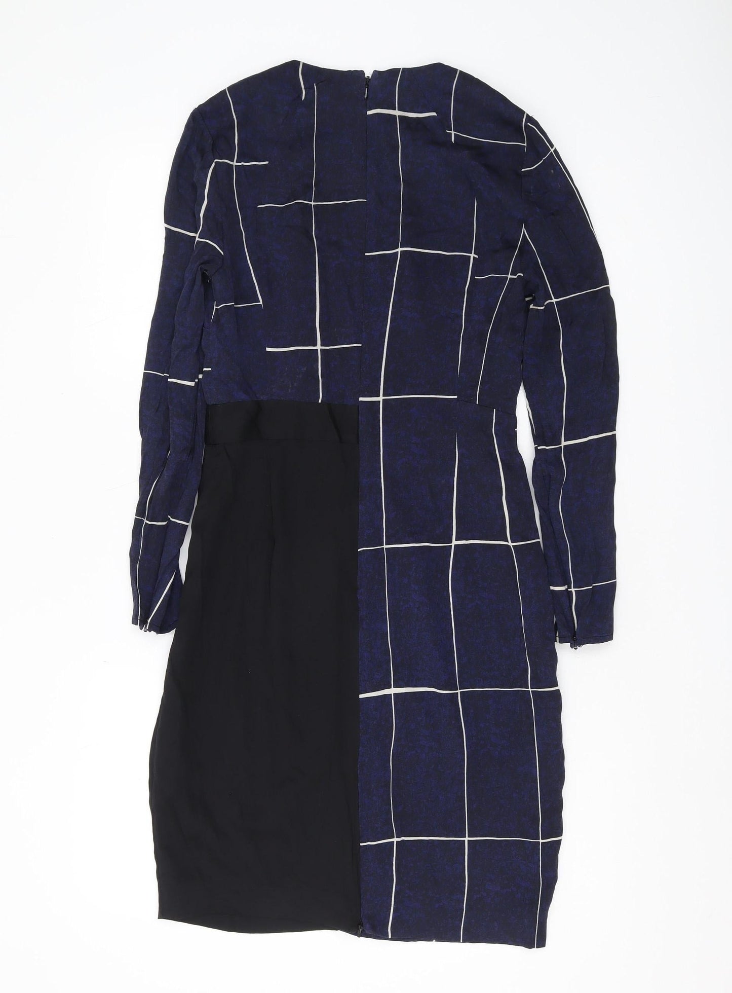 Whistles Women's Blue Check Sheath Dress Size 8