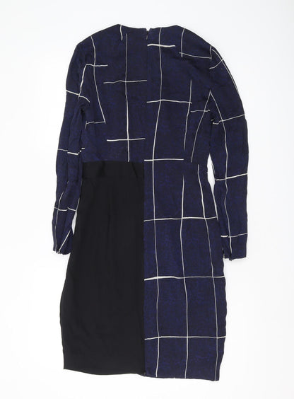 Whistles Women's Blue Check Sheath Dress Size 8