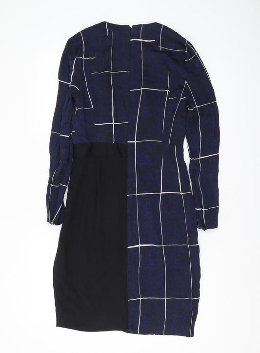Whistles Women's Blue Check Sheath Dress Size 8
