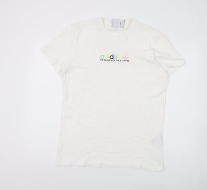Adidas Men's White L T-Shirt, Short Sleeve, Logo Accent