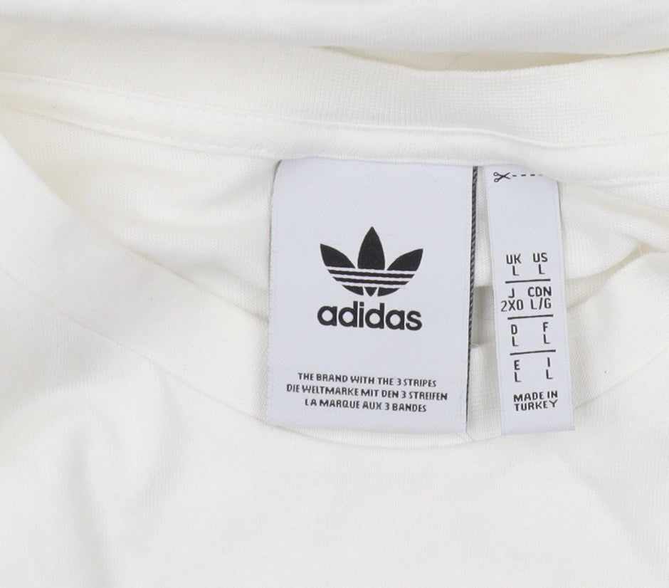 Adidas Men's White L T-Shirt, Short Sleeve, Logo Accent