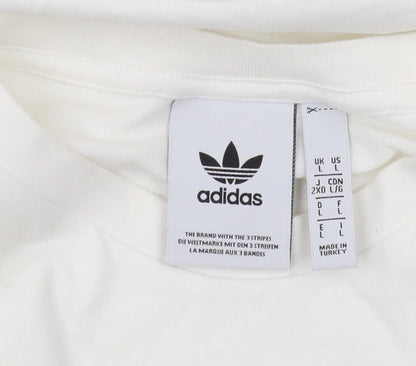 Adidas Men's White L T-Shirt, Short Sleeve, Logo Accent