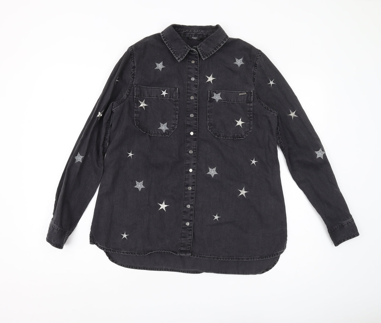 Guess Women's Black XS Button-Up Denim Shirt