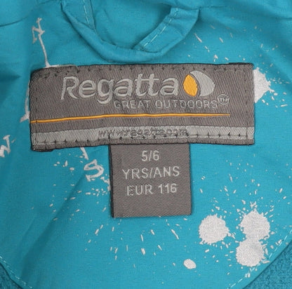 Regatta Girls Blue Parka Jacket 5-6 Years Hooded Waterproof