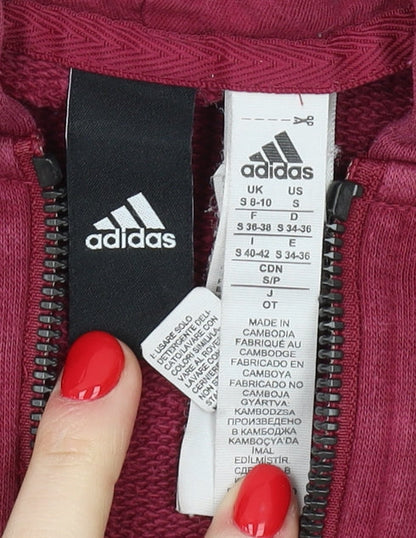 Adidas Women's Red Hooded Full Zip Hoodie Size S