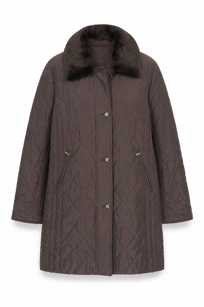 Womens UK Size 10 Eastex Brown Quilted Coat