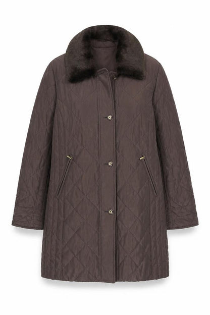Womens UK Size 10 Eastex Brown Quilted Coat