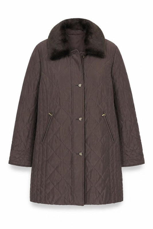 Womens UK Size 10 Eastex Brown Quilted Coat