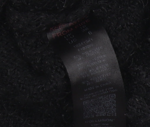 Collusion Women's Black V-Neck Pullover Jumper, Size 10