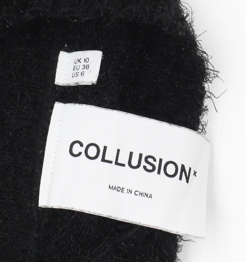 Collusion Women's Black V-Neck Pullover Jumper, Size 10