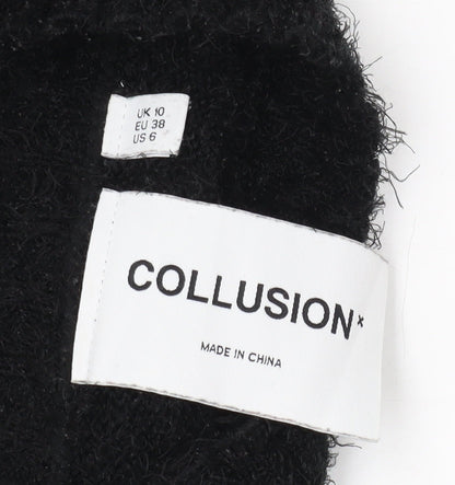 Collusion Women's Black V-Neck Pullover Jumper, Size 10