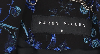 Karen Millen Floral Suit Jacket Women Size 8 Black Blue