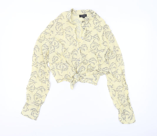 Womens UK Size 8 Topshop Yellow Cropped Button-Up
