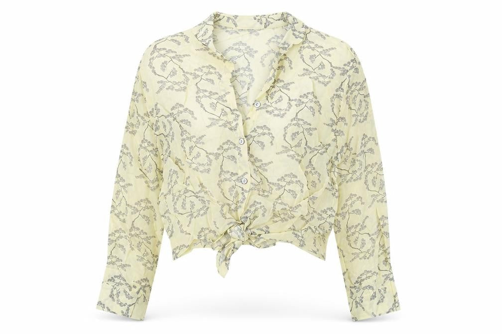 Womens UK Size 8 Topshop Yellow Cropped Button-Up