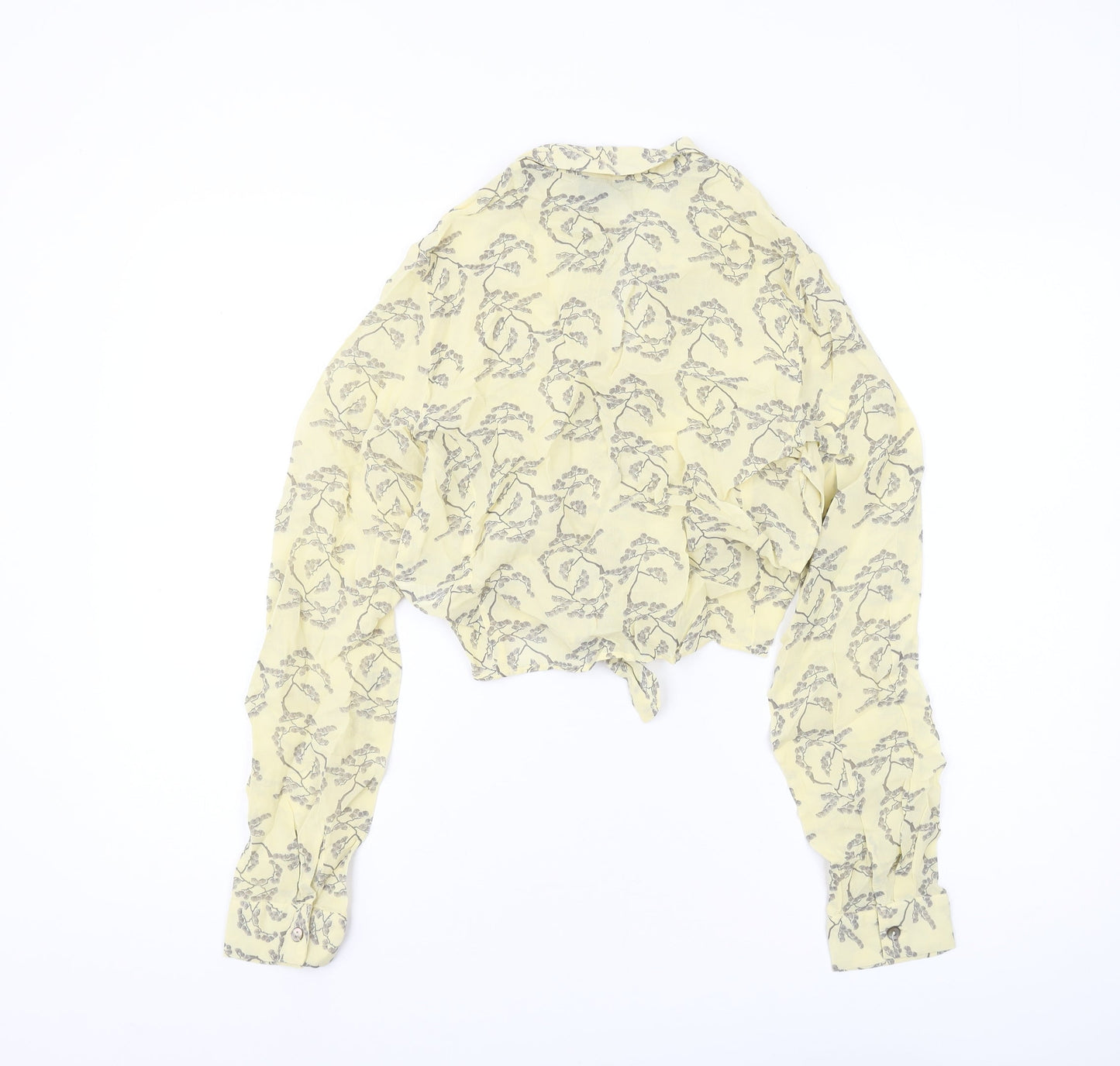 Womens UK Size 8 Topshop Yellow Cropped Button-Up