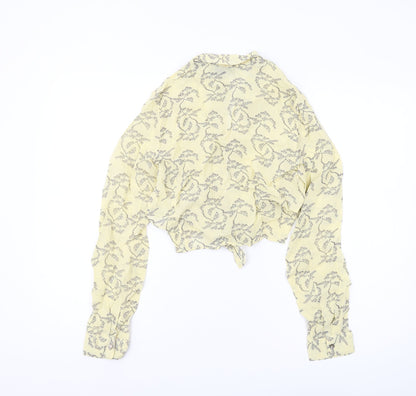 Womens UK Size 8 Topshop Yellow Cropped Button-Up