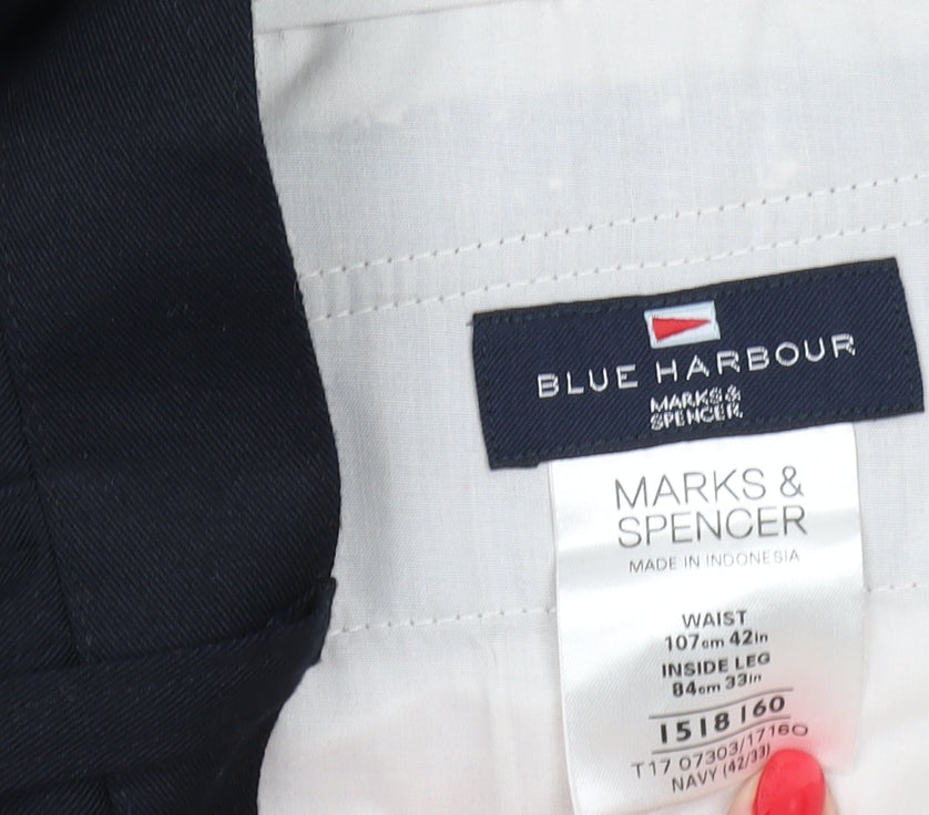 Marks and Spencer Men's Black Chino Trousers, Size 42