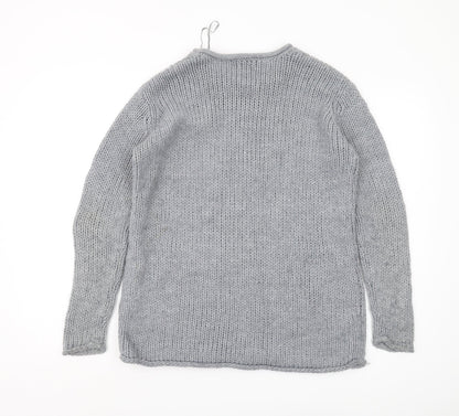 Zara Women's Grey Chunky Knit Jumper Size S