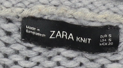 Zara Women's Grey Chunky Knit Jumper Size S