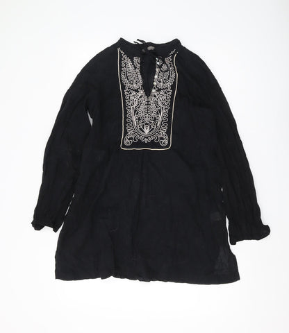Womens UK Size XS Zara Black Tunic Blouse