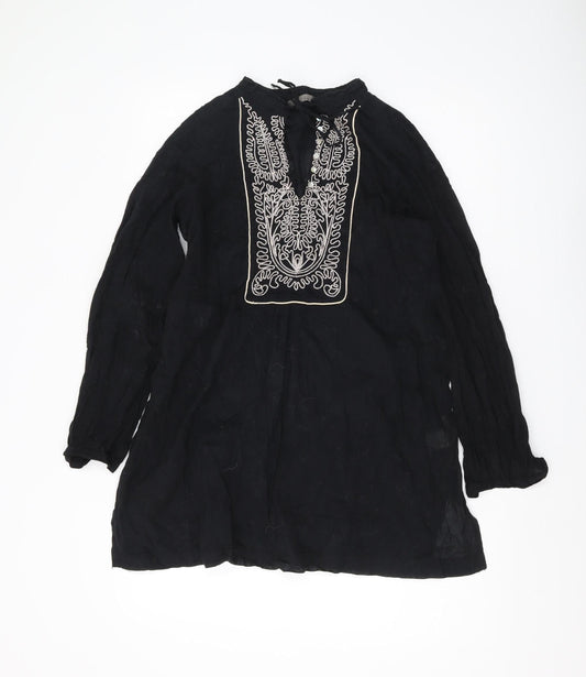 Womens UK Size XS Zara Black Tunic Blouse