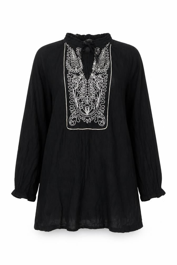Womens UK Size XS Zara Black Tunic Blouse