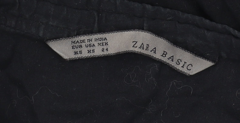 Womens UK Size XS Zara Black Tunic Blouse