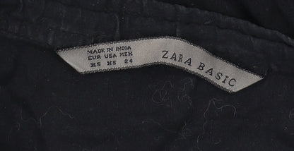 Womens UK Size XS Zara Black Tunic Blouse