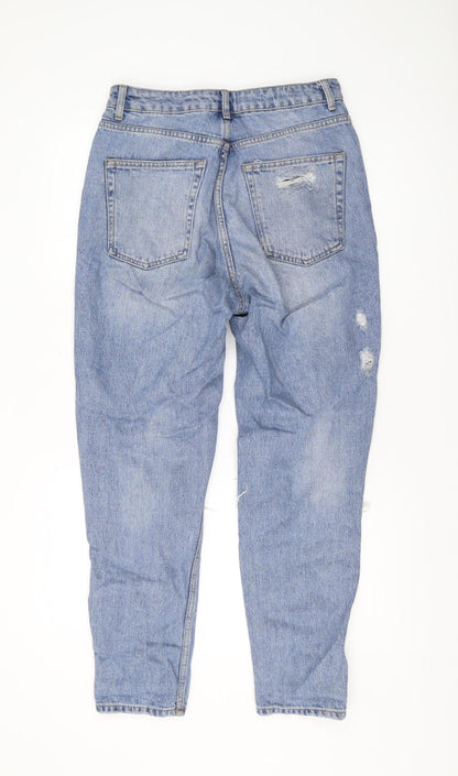 Topshop Women's Blue Mom Jeans - Distressed, Size M