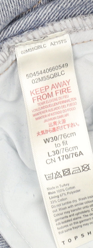 Topshop Women's Blue Mom Jeans - Distressed, Size M