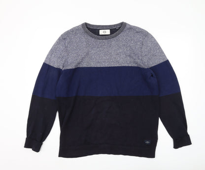 C&A Men's Blue Striped Pullover Jumper Large