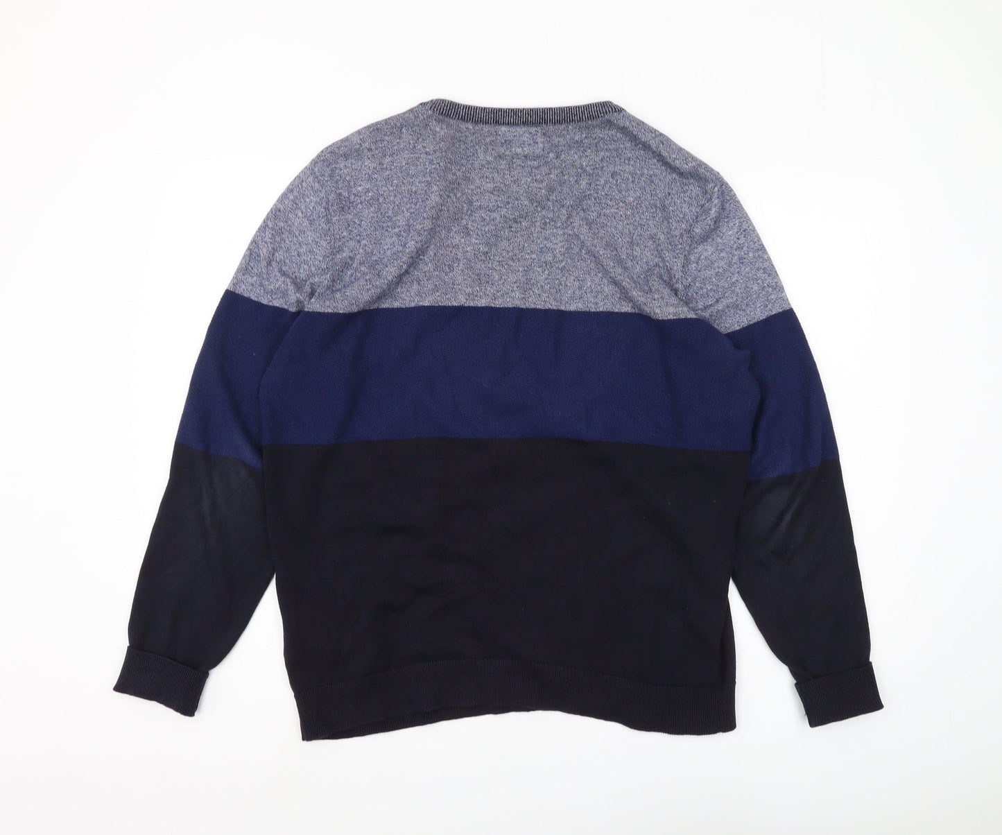 C&A Men's Blue Striped Pullover Jumper Large