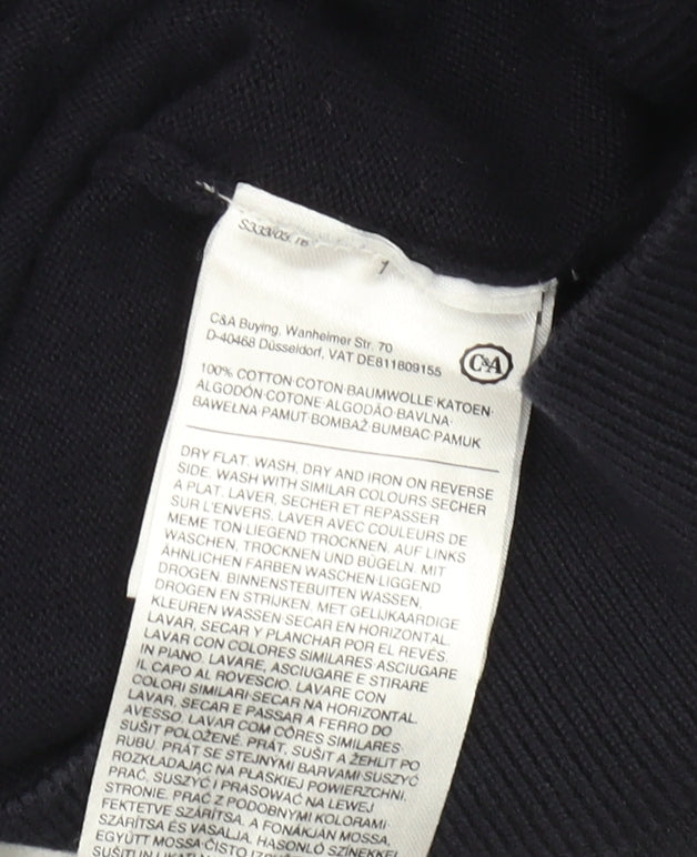 C&A Men's Blue Striped Pullover Jumper Large