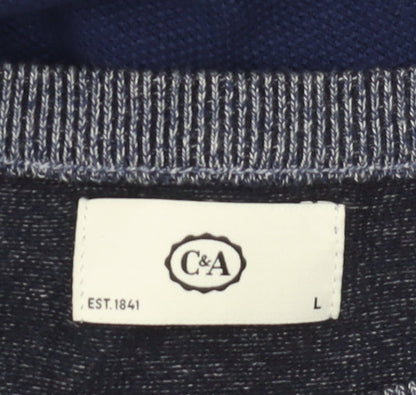C&A Men's Blue Striped Pullover Jumper Large