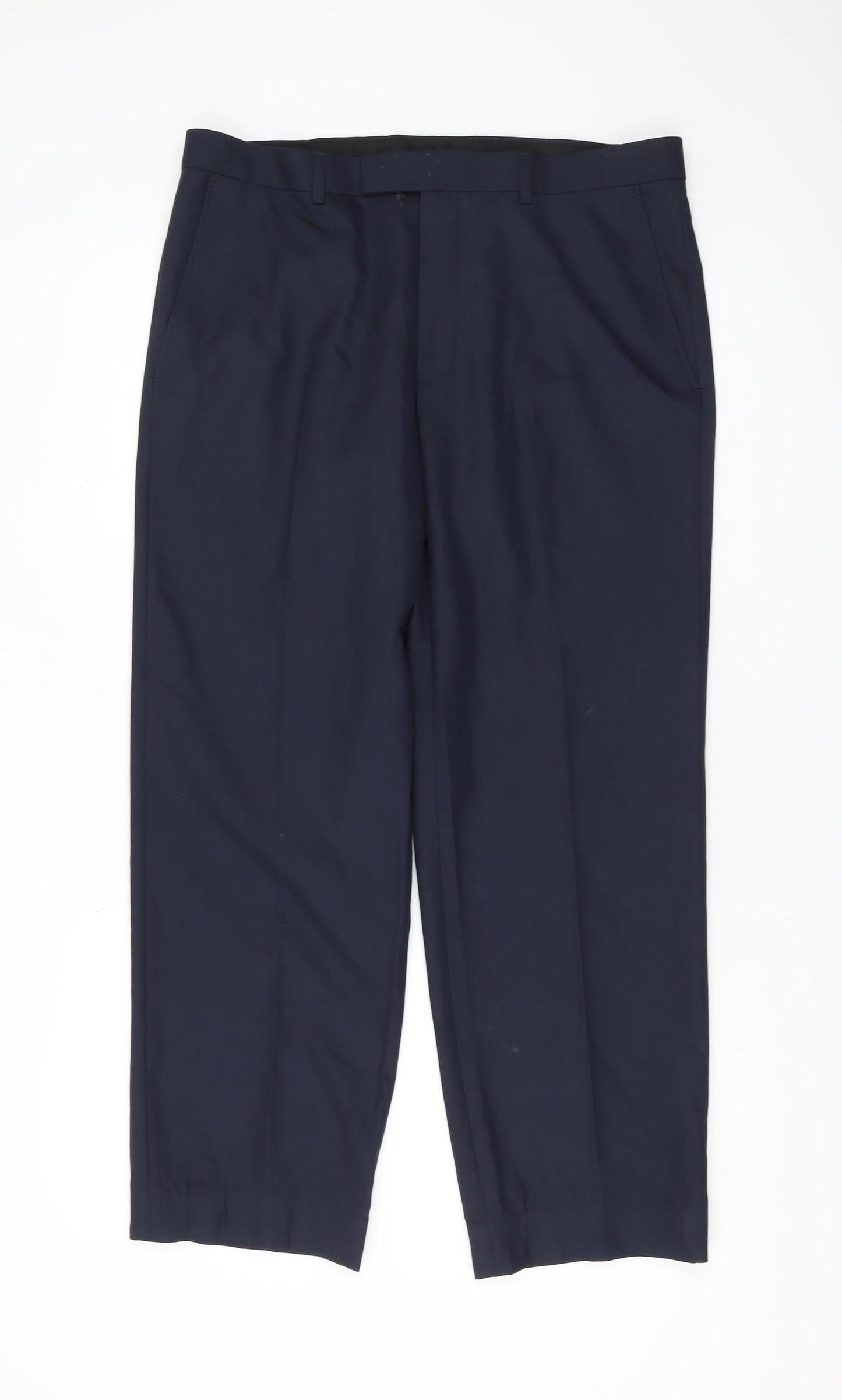 Marks & Spencer Men's Blue Regular Fit Trousers, L