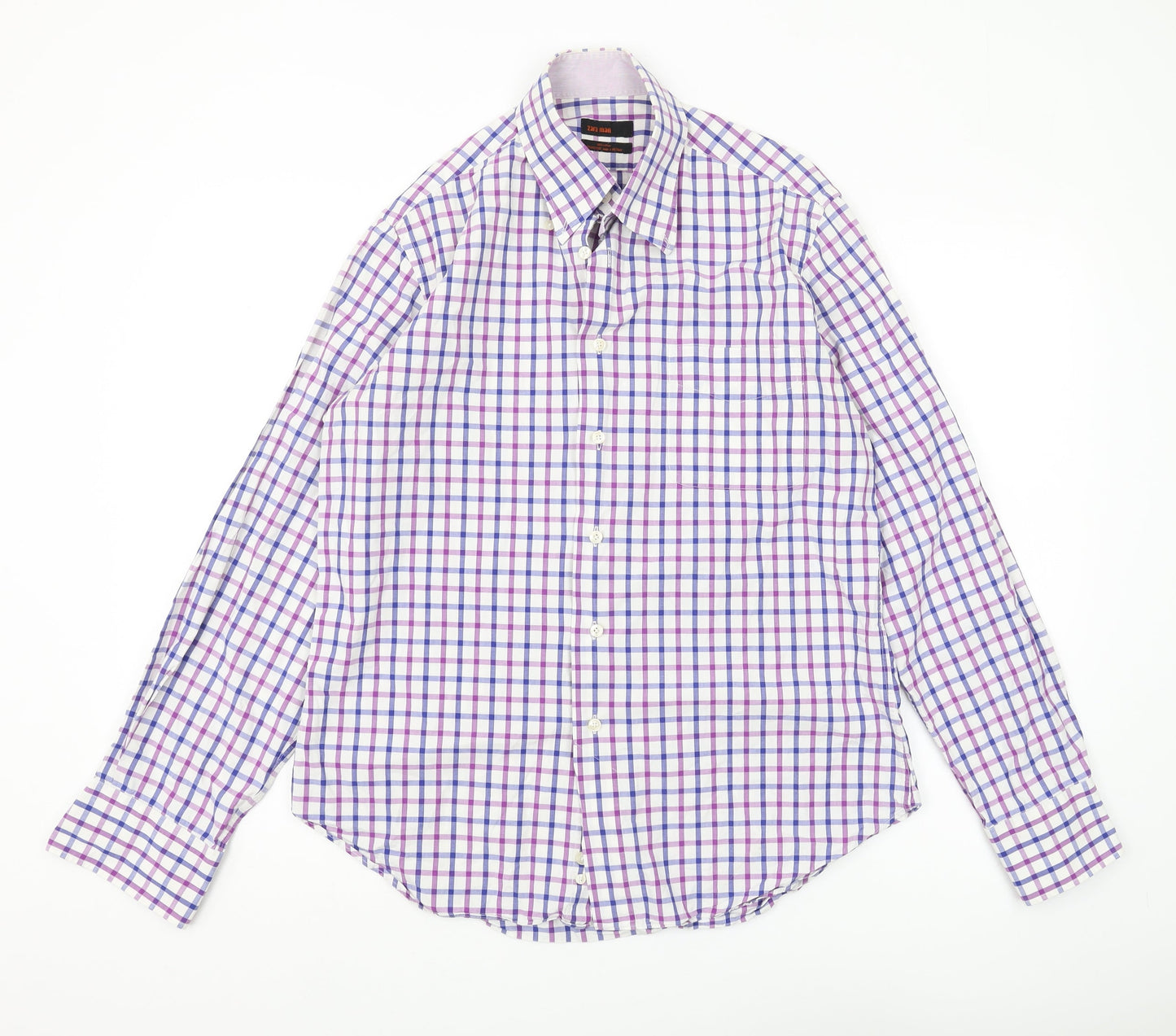 Zara Man Multicoloured Check Long Sleeve Shirt L