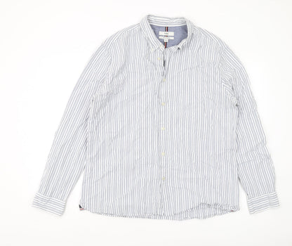 Marks and Spencer Men's XL Blue Striped Shirt