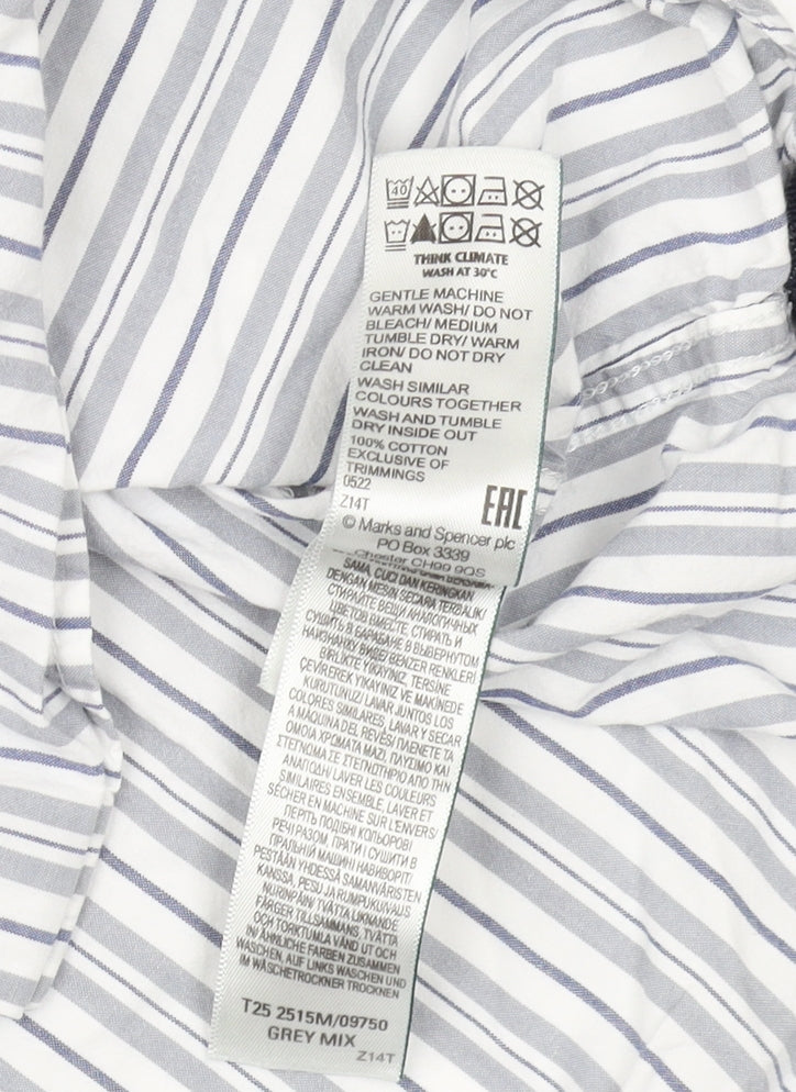 Marks and Spencer Men's XL Blue Striped Shirt