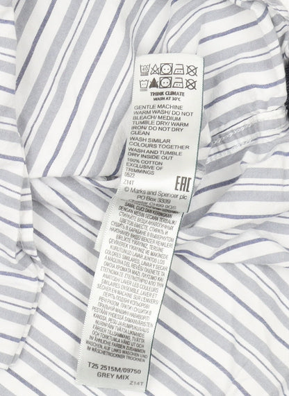 Marks and Spencer Men's XL Blue Striped Shirt