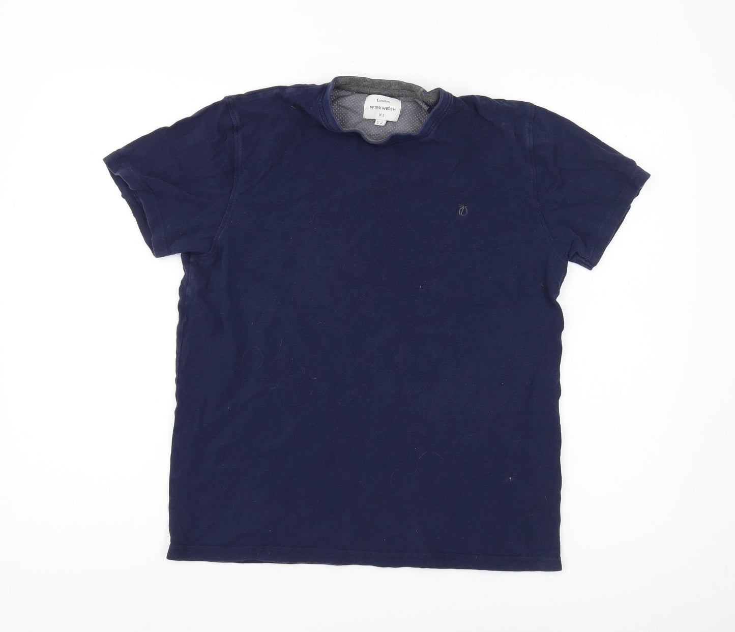 Peter Werth Men's Blue Cotton Crew Neck T-Shirt M