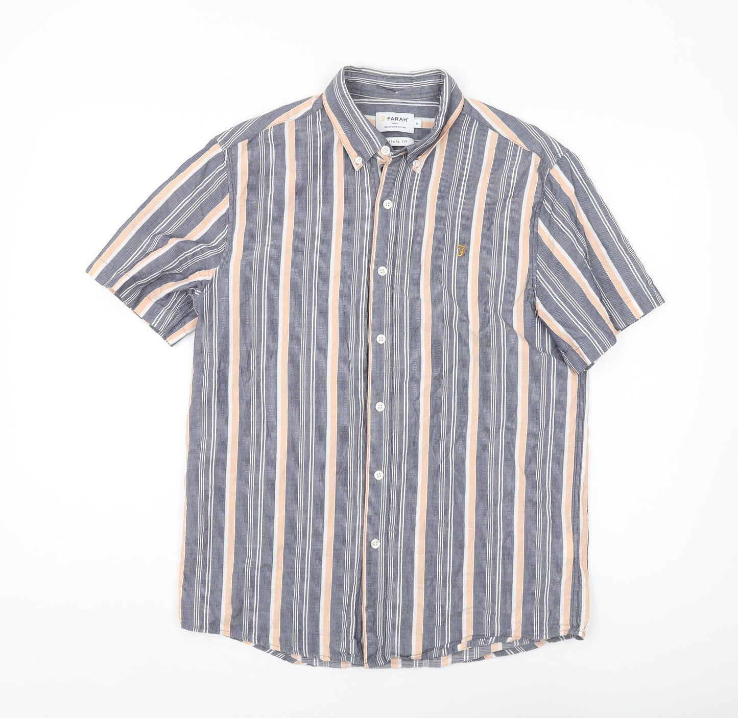 Farah Men's Black Striped Classic Medium Shirt