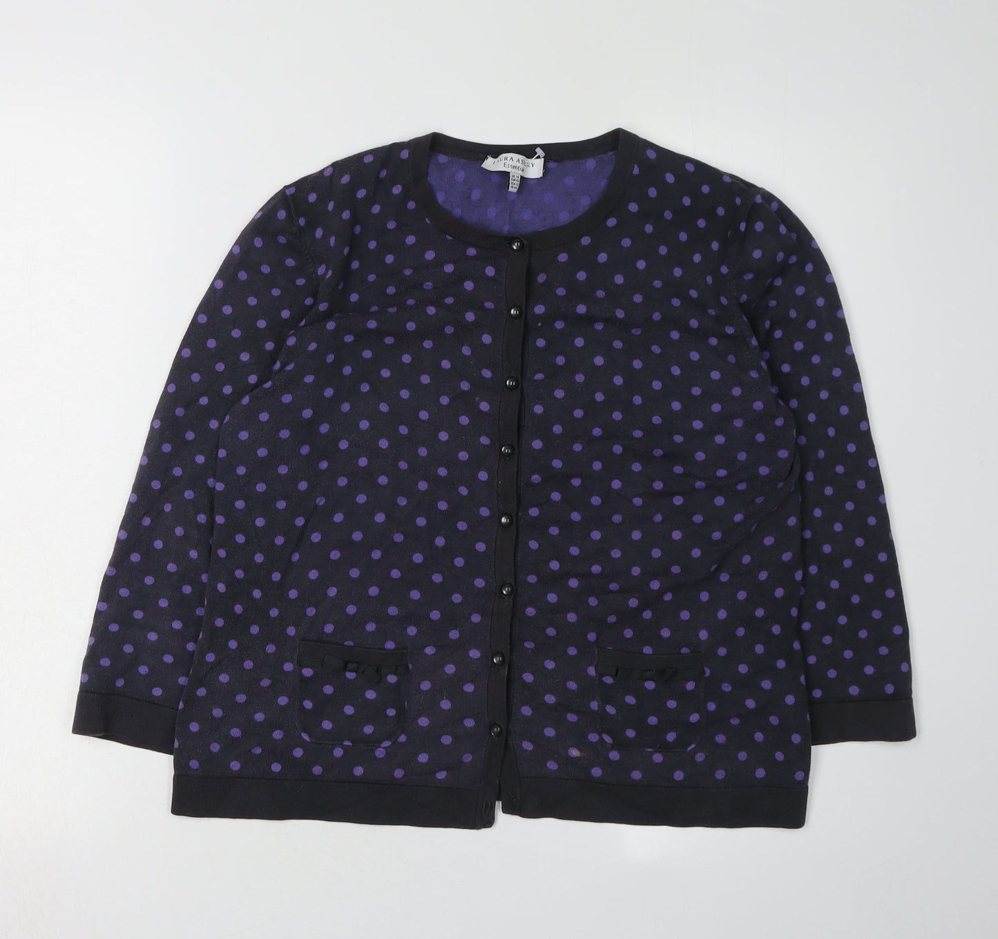 Laura Ashley Women's Black Polka Dot Cardigan UK 16