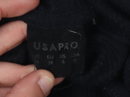 USA PRO Unisex Black Pullover Hoodie Size 10
