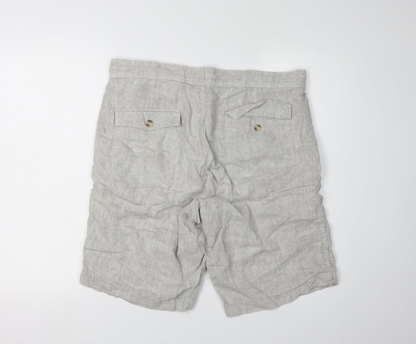 H&M Men's Grey Linen Chino Shorts Size 34 Regular Fit
